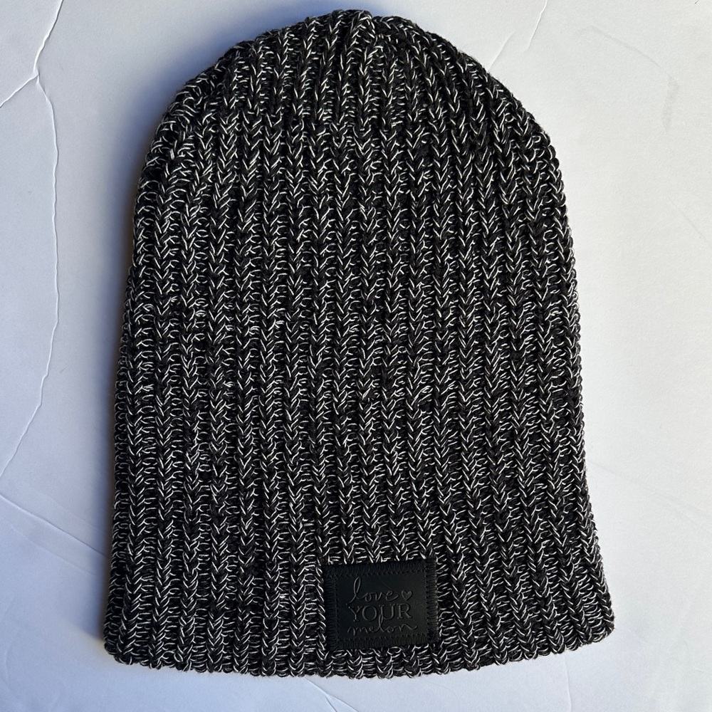 Love Your Melon Charcoal and White Knit Beanie